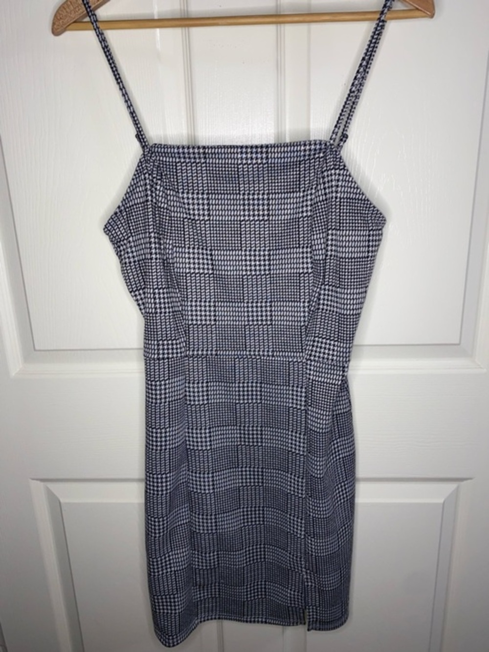 Plaid Spaghetti Strap Mini Dress in Black and White